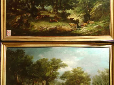 Pair of large 19th French Romantic Paintings