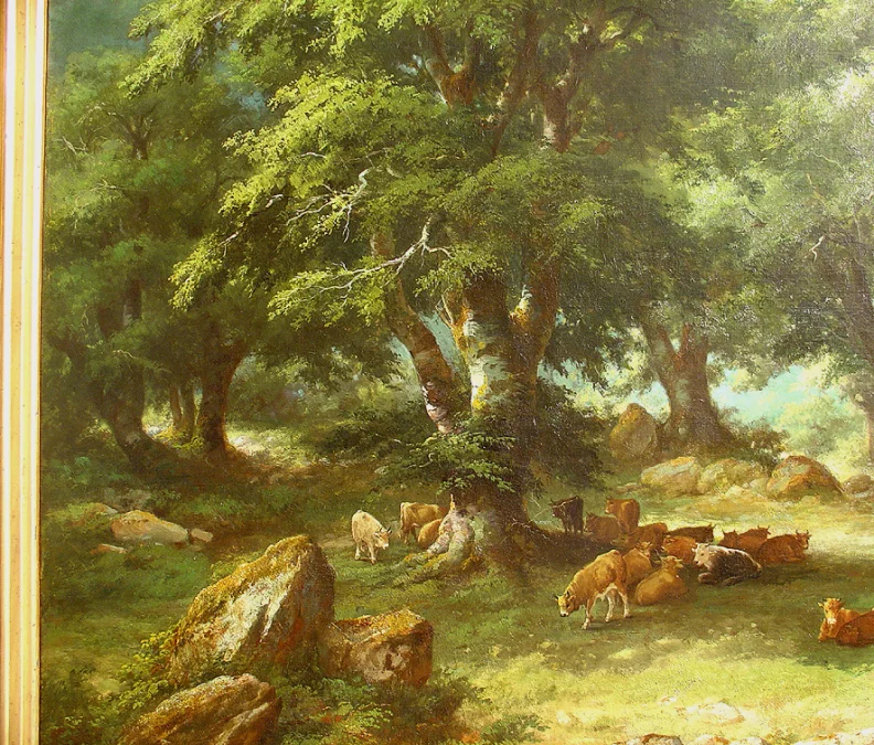 Pair of large 19th French Romantic Paintings