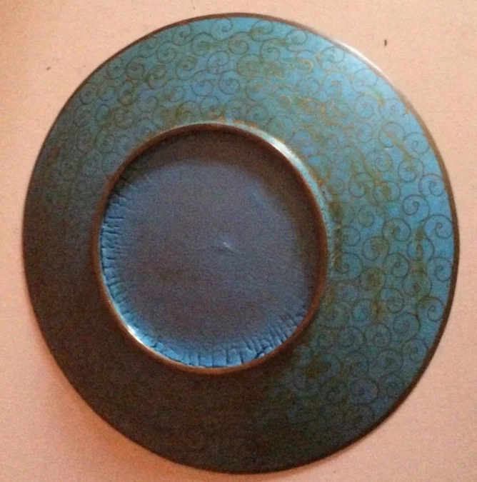 Japon assiette cloisonné émail émaux sur cuivre oiseaux jardin