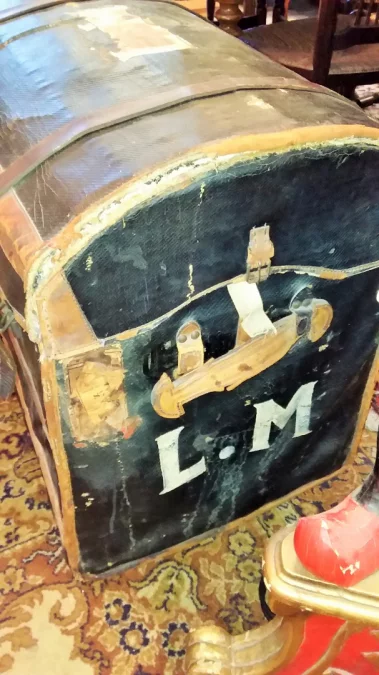 Malle de voyage en cuir vers 1900