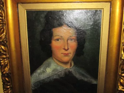 huile sur toile encadré portrait de femme noble de la fin du XIXème siècle