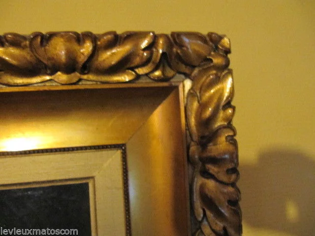 huile sur toile encadré portrait de femme noble de la fin du XIXème siècle