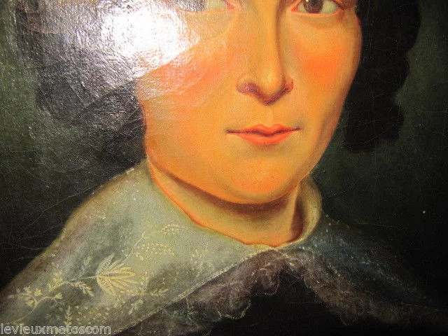 huile sur toile encadré portrait de femme noble de la fin du XIXème siècle