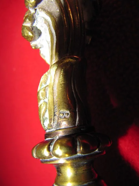 Cloche de table de chasse tête de loup en bronze 19ème