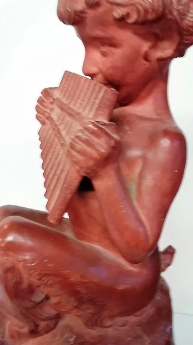 Faune à la flûte de pan par Jean Marie CAMUS (1877-1955) en terre cuite