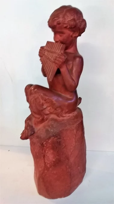 Faune à la flûte de pan par Jean Marie CAMUS (1877-1955) en terre cuite