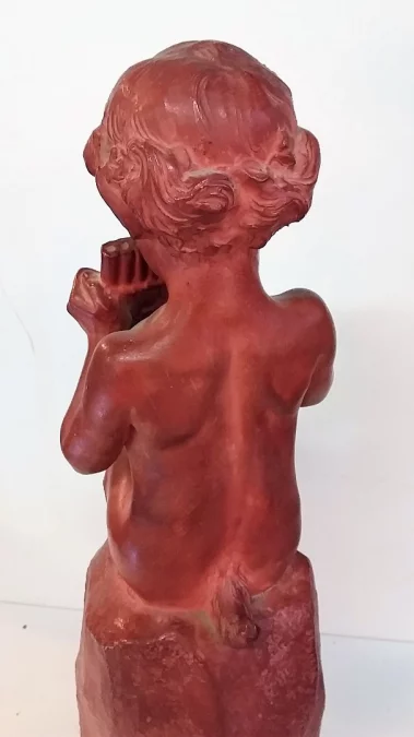 Faune à la flûte de pan par Jean Marie CAMUS (1877-1955) en terre cuite