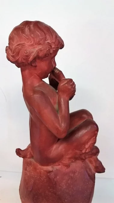 Faune à la flûte de pan par Jean Marie CAMUS (1877-1955) en terre cuite