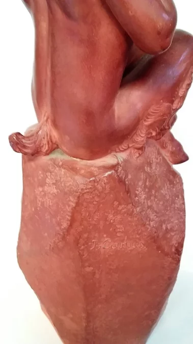 Faune à la flûte de pan par Jean Marie CAMUS (1877-1955) en terre cuite