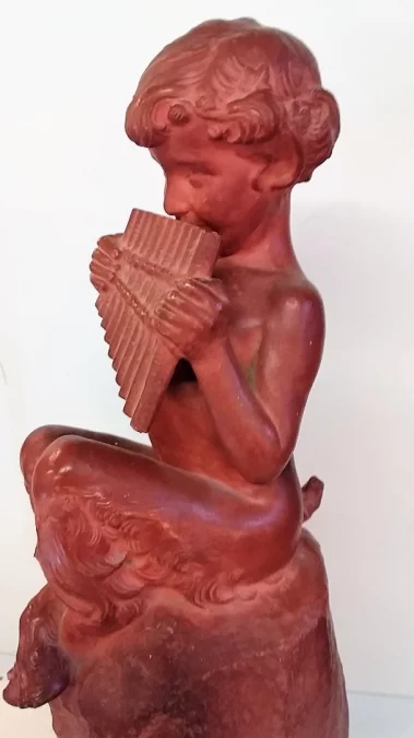 Faune à la flûte de pan par Jean Marie CAMUS (1877-1955) en terre cuite