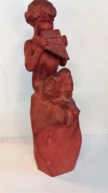 Faune à la flûte de pan par Jean Marie CAMUS (1877-1955) en terre cuite