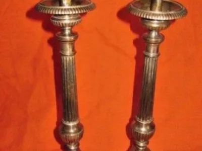 Paire de pic cierge en bronze Argenté 19ème