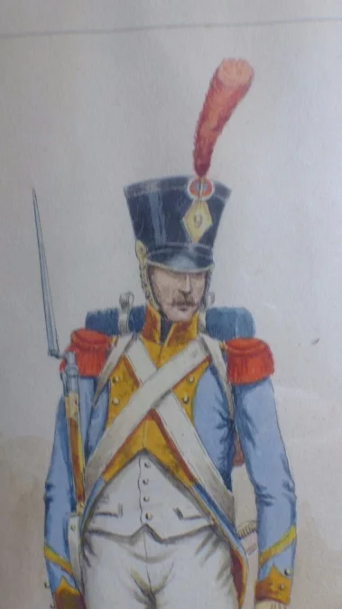 Aquarelle d'un soldat militaire signée de  G. Bitry-Boëly début 20ème