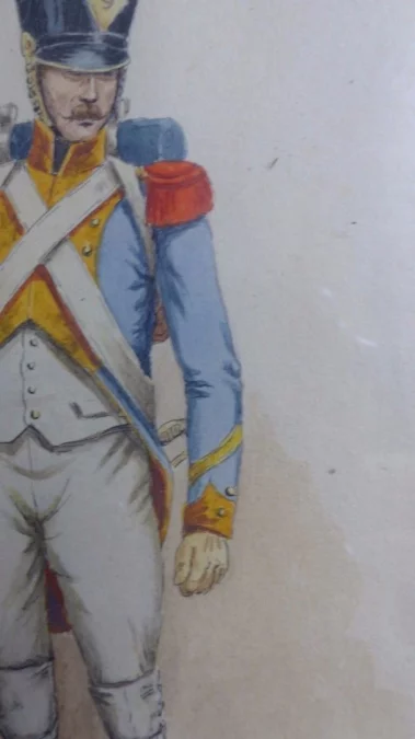 Aquarelle d'un soldat militaire signée de  G. Bitry-Boëly début 20ème