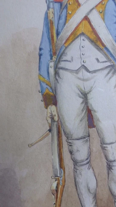 Aquarelle d'un soldat militaire signée de  G. Bitry-Boëly début 20ème