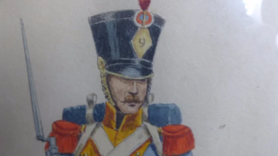 Aquarelle d'un soldat militaire signée de  G. Bitry-Boëly début 20ème