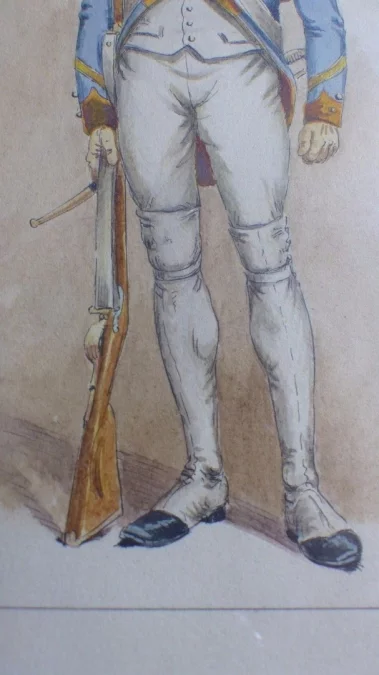 Aquarelle d'un soldat militaire signée de  G. Bitry-Boëly début 20ème