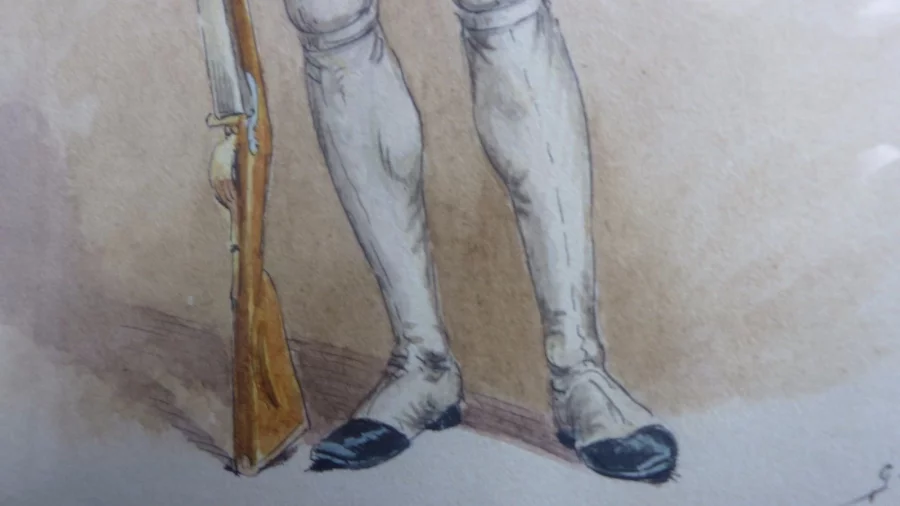 Aquarelle d'un soldat militaire signée de  G. Bitry-Boëly début 20ème