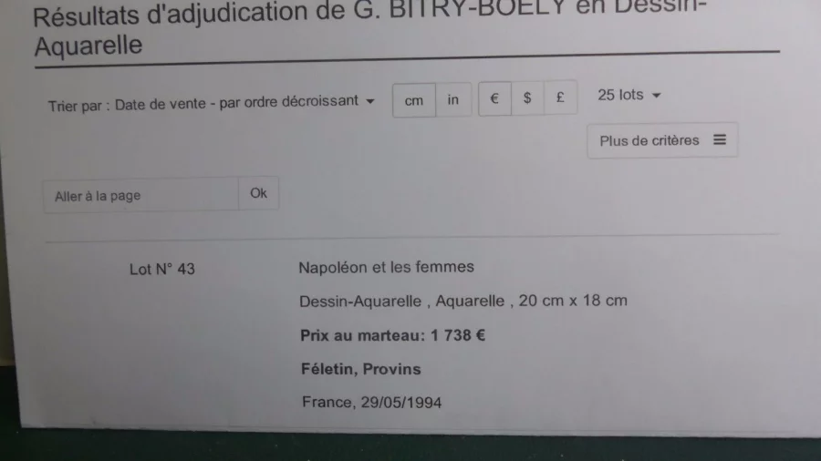 Aquarelle d'un soldat militaire signée de  G. Bitry-Boëly début 20ème