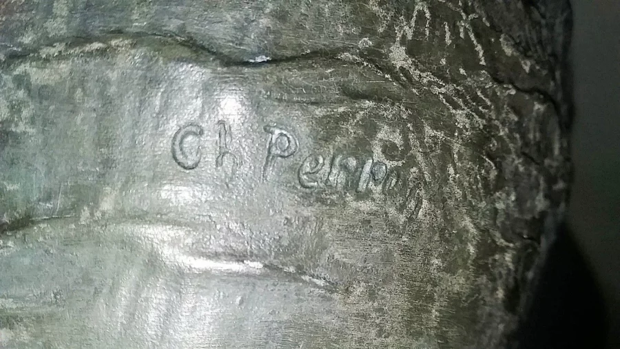 Pichet a vin en étain signé "Charles Perron vers 1900"