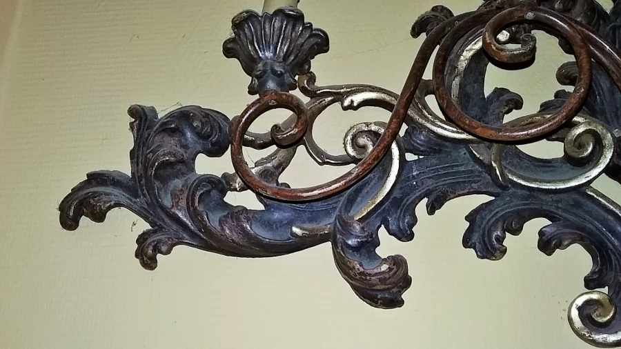 Applique fronton a 4 feux style louis  XV en résine imitation bois