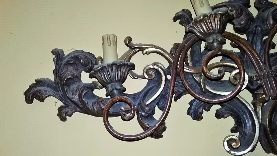 Applique fronton a 4 feux style louis  XV en résine imitation bois