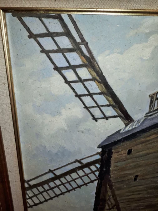 Huile sur toile vue sur le Moulin de la Galette a Montmartre Paris signé A.Gounot