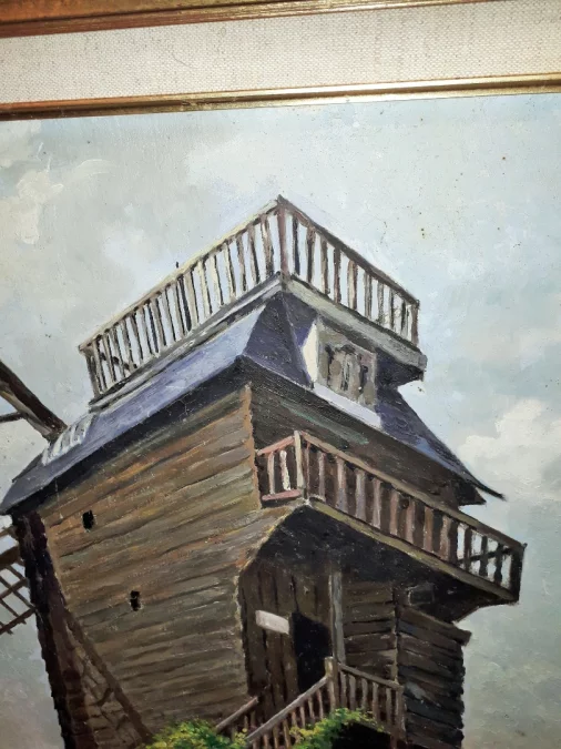 Huile sur toile vue sur le Moulin de la Galette a Montmartre Paris signé A.Gounot