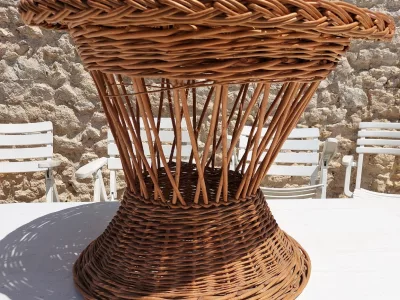 Table basse en rotin année 50 ou 60