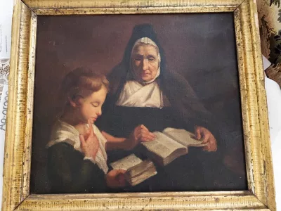 OLIO SU TELA firmato MARIE 1882