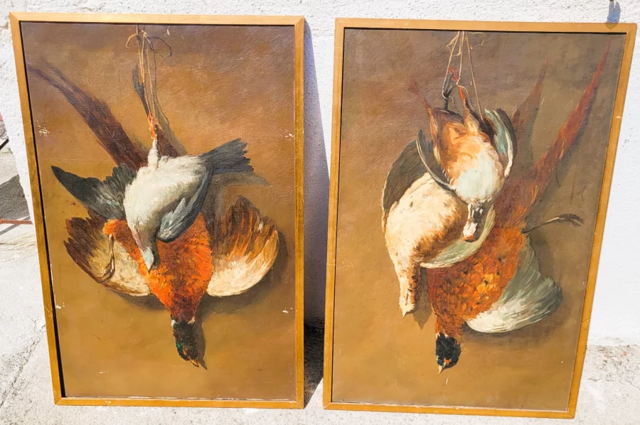 COPPIA DI NATURA MORTA DI FAGIANI