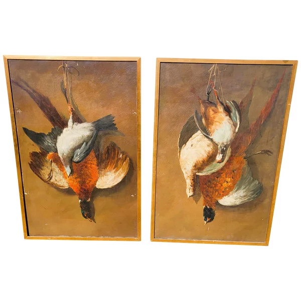 COPPIA DI NATURA MORTA DI FAGIANI