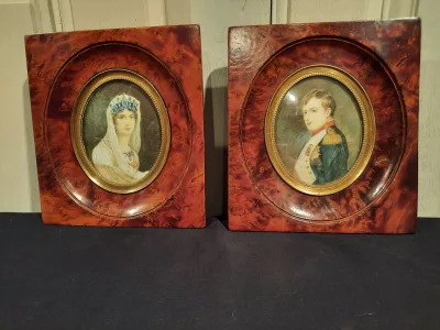 ナポレオンとジョゼフィーヌのミニチュア肖像画一対