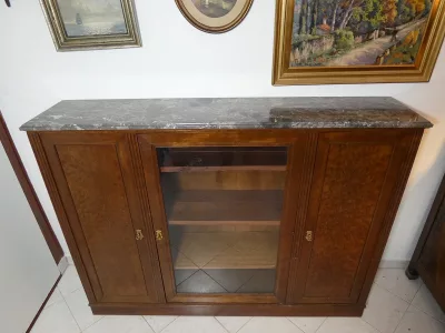 Bibliothèque vitrine acajou moucheté de style Louis XVI fin 19eme début 20eme