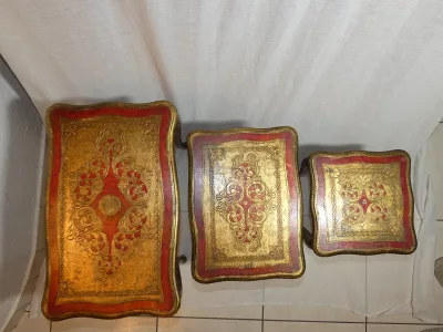 Tables Gigognes Florentines de Fratelli paoletti bois Doré Laqué, Italie, 1950