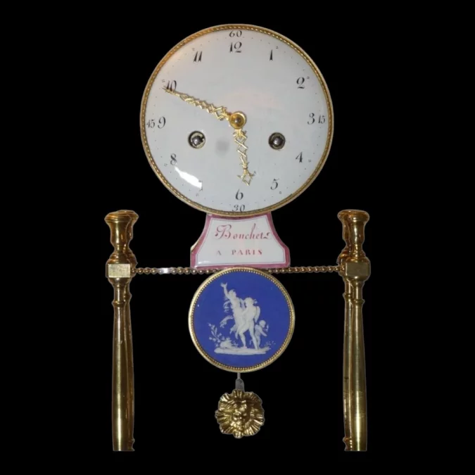Pendule portique semi-squelette par jean louis Bouchet - fin 18ème début 19ème