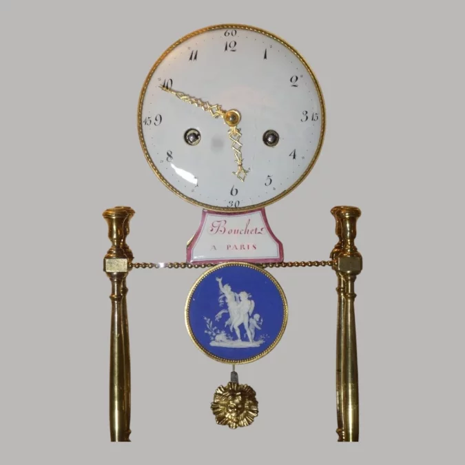 Pendule portique semi-squelette par jean louis Bouchet - fin 18ème début 19ème