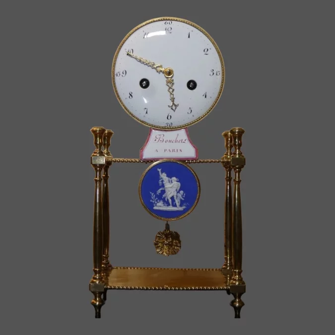 Pendule portique semi-squelette par jean louis Bouchet - fin 18ème début 19ème