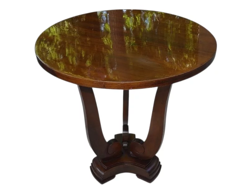 Guéridon , table basse , Art Déco en noyer vernis au tampon 1930/40