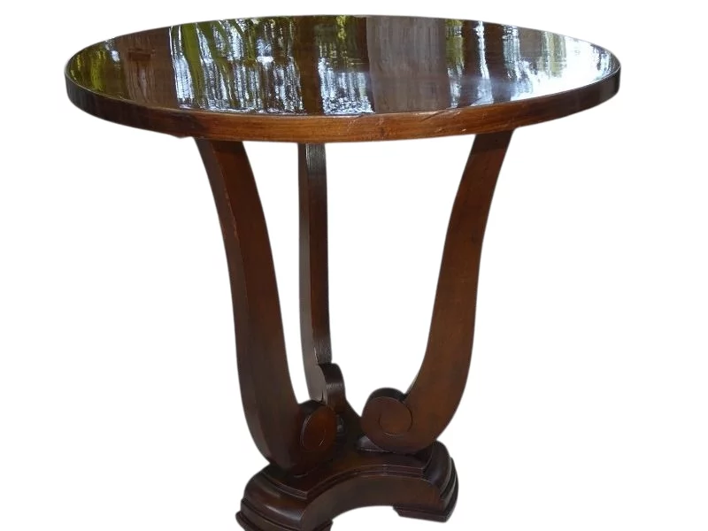 Guéridon , table basse , Art Déco en noyer vernis au tampon 1930/40