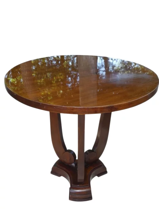 Guéridon , table basse , Art Déco en noyer vernis au tampon 1930/40