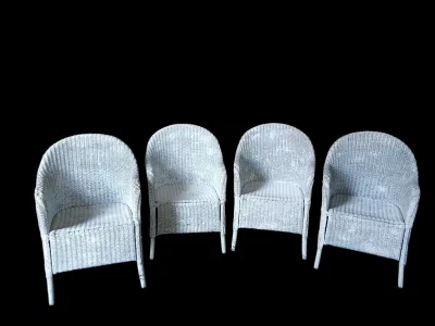 4 Fauteuils de jardin Napoléon III en rotin 19ème