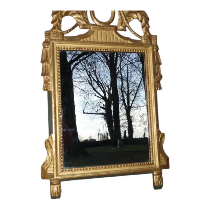 Miroir ancien de style Louis XVI Provençal , bois sculpté et doré fin 19 ème