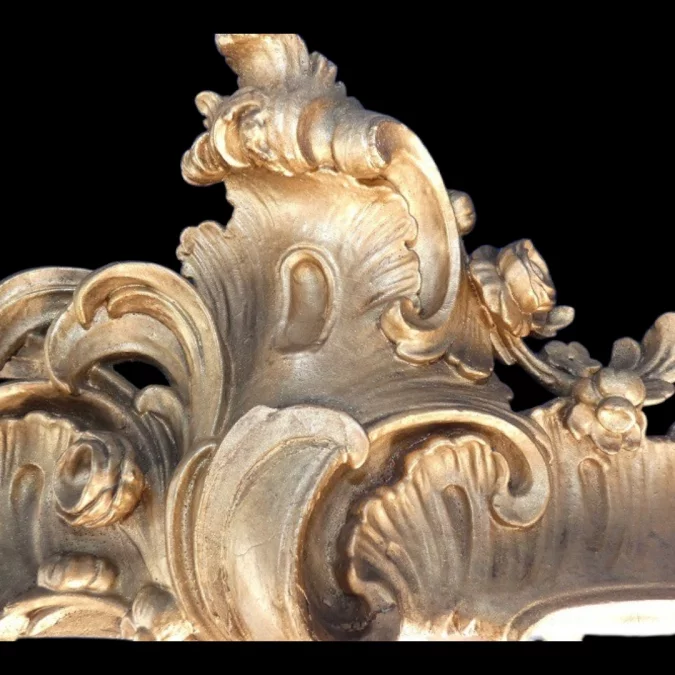 Miroir de boiserie "aux perroquets" en bois sculpté et laqué de style Louis XV