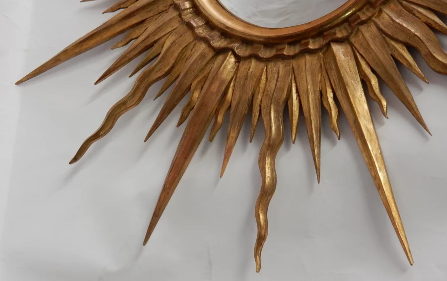 1950' Convex Mirror Gilded Wood 87 cm