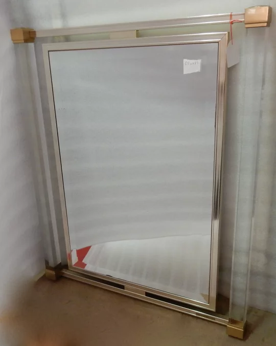 1970 ‘Mirror Signed Pierre Vandel Lucite and Golden Metal 65 x 77 cm