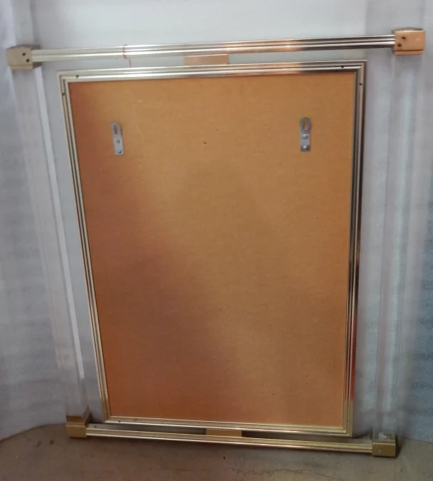1970 ‘Mirror Signed Pierre Vandel Lucite and Golden Metal 65 x 77 cm