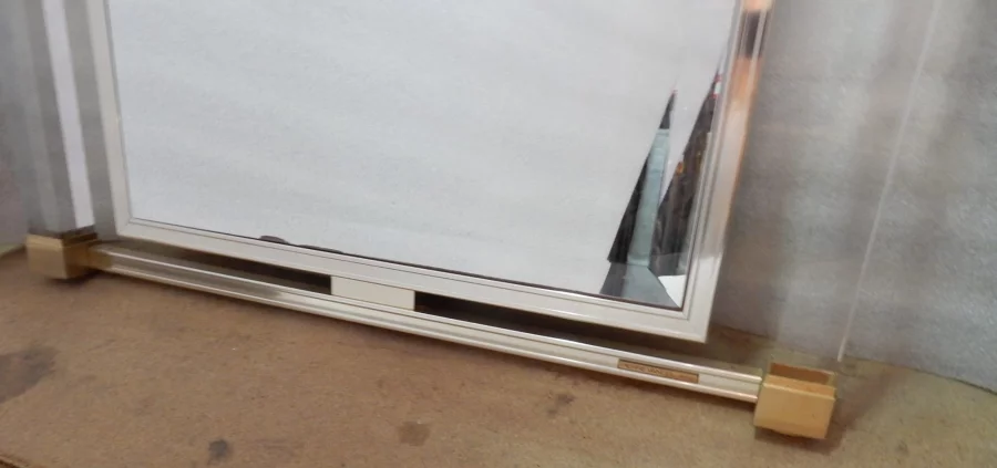 1970 ‘Mirror Signed Pierre Vandel Lucite and Golden Metal 65 x 77 cm