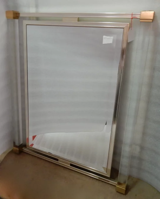 1970 ‘Mirror Signed Pierre Vandel Lucite and Golden Metal 65 x 77 cm