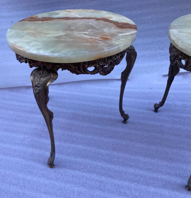 1970 ‘Pair Of Golden Bronze Saddles In The Style LXV Onyx Trays